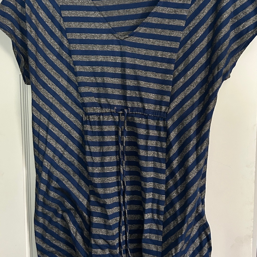 Destination Maternity Navy and Charcoal Striped Tee